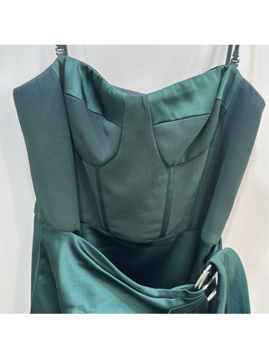 Jonathan Simkhai Emerald Green Satin Strapless Asymmetric Dress